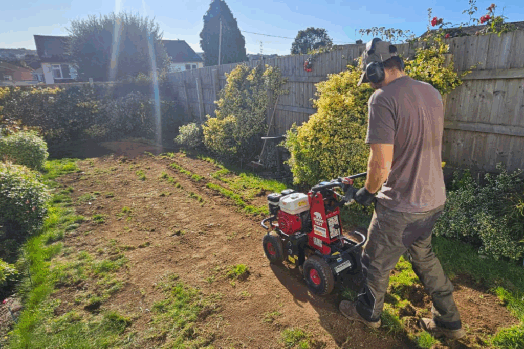 soil preparation gardener working